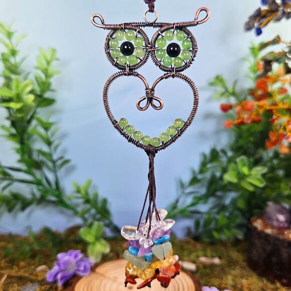 Handmade Green Aventurine Crystal Owl Décor #5 - Picture 1 of 2